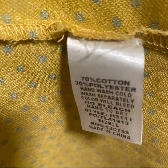 Umgee Polka Dot with Pockets Summer Dress Women's Yellow with Blue Size Large - Picture 16 of 16